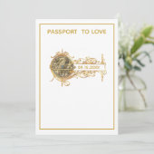 モダン ホワイトゴールド パスポート ウェディング 招待状 (スタンド正面)
