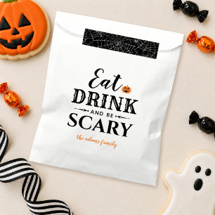 モダン ホワイト イート ドリンク アンド ビー スケアリー ハロウィン フェイバーバッグ
