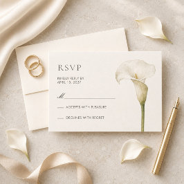 モダン ホワイト カラーの結婚式RSVPカード 出欠カード
