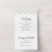 モダン ホワイト ゴールド オー ベイビー シャワー オールインワン招待状 (内側)