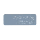 モダン ホワイト スクリプト ダスティー ブルー 返送先住所 ラベル (正面)