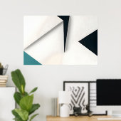モダン ホワイト ネイビー ティール 抽象幾何学 ポスター (ホームオフィス)