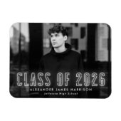 モダン ホワイト ネオン 2026年卒業 写真 卒業記念 マグネット (横)