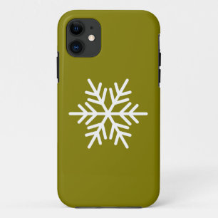 モダン ホワイト ノルディック スノーフレーク ゴールデン オリーブ iPhone 11 ケース