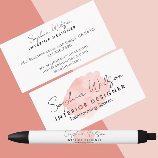 モダン ホワイト ビジネス サインロゴ 黒ボールペン