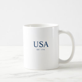 モダン ホワイト ブルー アメリカ独立記念 1776 コーヒーマグカップ