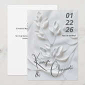 モダン ホワイト＆ベージュの結婚式招待状 – Botanica 招待状 (正面/裏面)