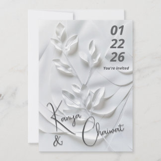 モダン ホワイト&ベージュの結婚式招待状 – Botanica 招待状