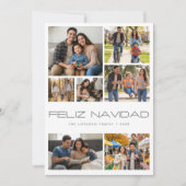 モダン ホワイト 7 枚 写真コラージュ Feliz Navidad シーズンカード (正面)