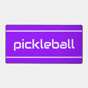 モダン ホワイト PICKLEBALL ストライプス オン ビビッド パープル デスクマット