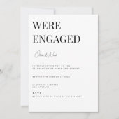 モダン&ホワエレガントイト婚約パーティ招待状 招待状