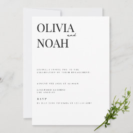 モダン&ホワエレガントイト婚約パーティ招待状 招待状