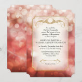 モダン ボケ スパークル ツインクル マルサラ ウェディング 招待状 (正面/裏面)