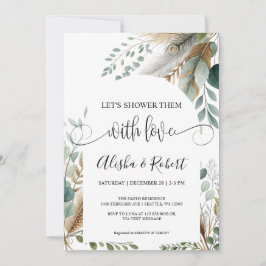 モダン ボタニカル カップル シャワー 招待状