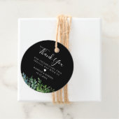 モダン ボタニカル グリーネリー ブラック ウェディング フェイバータグ (インサイチュ)