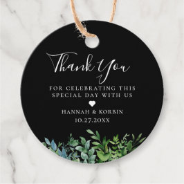 モダン ボタニカル グリー ネイビー ブラック ウェディング フェイバータグ