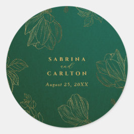 モダン ボタニカル ゴールデン ネイチャー フラワー ウェディング ラウンドシール