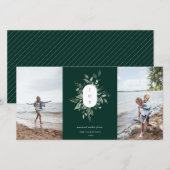 モダン ボタニカル ジョイ フォト ホリデー カード 緑 (正面/裏面)