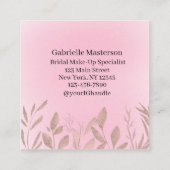 モダン ボタニカル ソフト ピンク ボーホー フォト スクリプト スクエア名刺 (裏面)