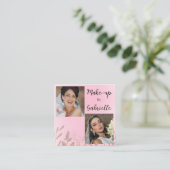 モダン ボタニカル ソフト ピンク ボーホー フォト スクリプト スクエア名刺 (スタンド正面)