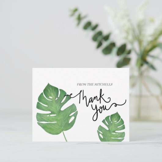 モダン ボタニカル トロピカル パームリーフ サンクス ポストカード (スタンド正面)