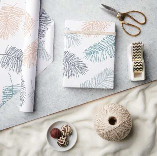 モダン ボタニカル トロピカル リーフ ウェディング ギフト ラッピングペーパー (クラフト)