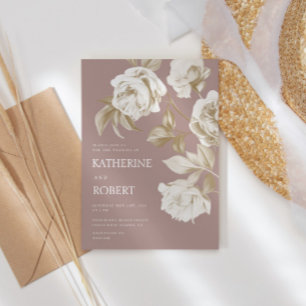 モダン ボタニカル フローラル ローズ ウェディング 招待状