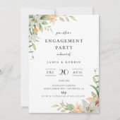 モダン ボタニカル ユリ フラワーエンゲージメントパーティー 招待状 (正面)