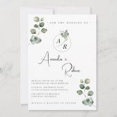 モダン ボタニカル ユーカリ ウェディング 招待状 (正面)