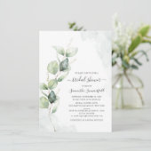 モダン ボタニカル ユーカリ 葉 ブライダル シャワー 招待状 (スタンド正面)