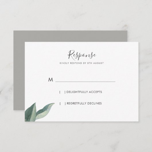 モダン ボタニカル リーフ ウェディング レスポンス (正面/裏面)