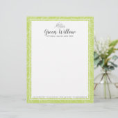 モダン ボタニカル リーフ ブランチ グリーン ミニマル レターヘッド (スタンド正面)