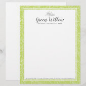 モダン ボタニカル リーフ ブランチ グリーン ミニマル レターヘッド (正面/裏面)