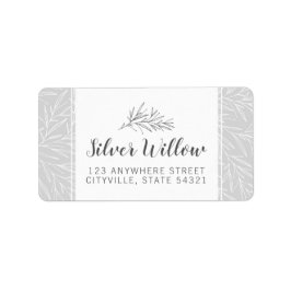 モダン ボタニカル リーフ ブランチ シルバー ミニマリスト ラベル