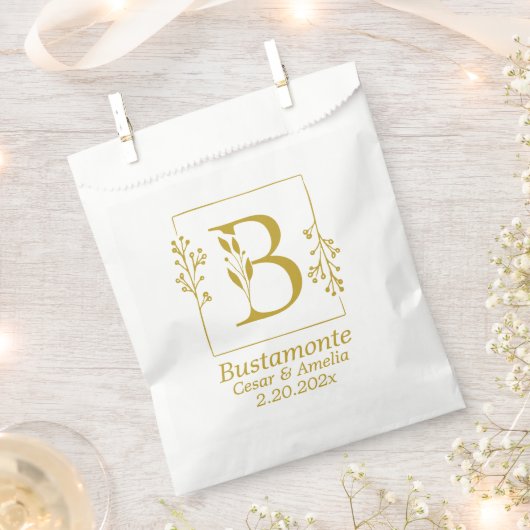 モダン ボタニカル レター B パーソナライズド   フェイバーバッグ (クリップ留めされた状態)