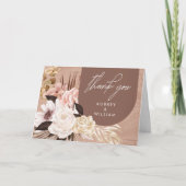 モダン ボヘミアンチック おしゃれな水彩花の写真 サンキューカード (正面)