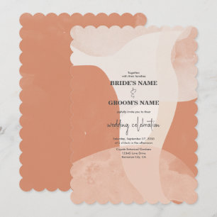 モダン ボヘミアンテラコッタ アブストラクト ウェディング 招待状