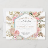 モダン ボヘミアンフラワーエンゲージメント招待状 (正面)