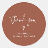 モダン ボヘミア テラコッタ ブライダル シャワー サンクス ラウンドシール (正面)
