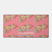 モダン ボヘミア フラワー ピンク デスクマット (正面)