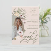 モダン ボヘミア 水彩 フラワー グラデュエート フォト 招待状 (スタンド正面)