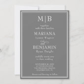 モダン・ボホ・グレー・ウェディングフォト 招待状 (正面)