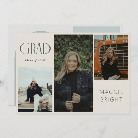 モダン ボホ 卒業 マルチ フォト オープン ハウス 招待状 (正面/裏面)