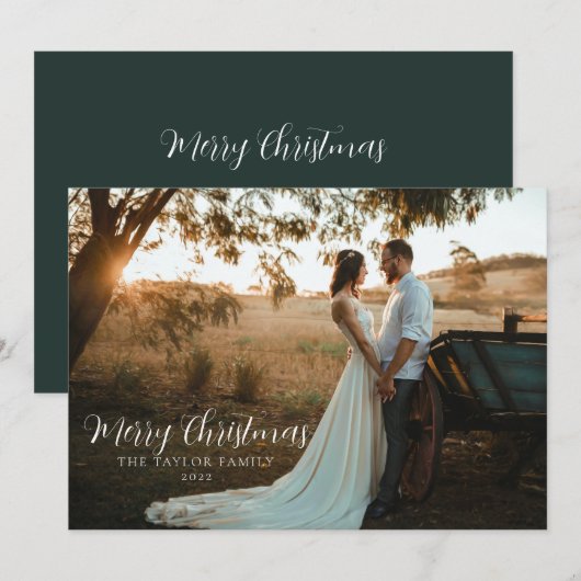 モダン ボーホー おしゃれ グリーン クリスマス カップル フォト (正面/裏面)