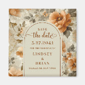 モダン ボーホー アーシー アイボリー セイジ フローラル セーブ・ザ・デート マグネット (正面)