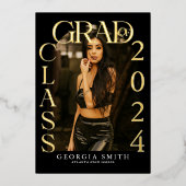 モダン ボーホー アーチ フォト 卒業おめでとう 箔招待状 (正面)