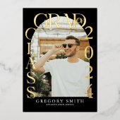 モダン ボーホー アーチ フォト 卒業おめでとう 箔招待状 (正面)