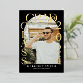 モダン ボーホー アーチ フォト 卒業おめでとう 箔招待状 (立ち正面)