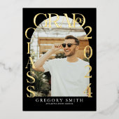 モダン ボーホー アーチ フォト 卒業発表 箔招待状 (正面)