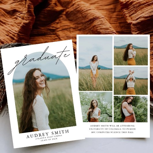 モダン ボーホー アーチ 6 枚の写真 卒業のお知らせ シーズンカード